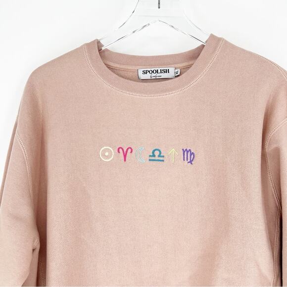 Spoolish by Emily Essen Aries Sun, Libra, and Virgo Rising Sweatshirt XL Pink - Picture 3 of 5